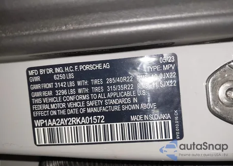 2024 Porsche Cayenne из США, поврежденный, VIN WP1AA2AY5RDA01585